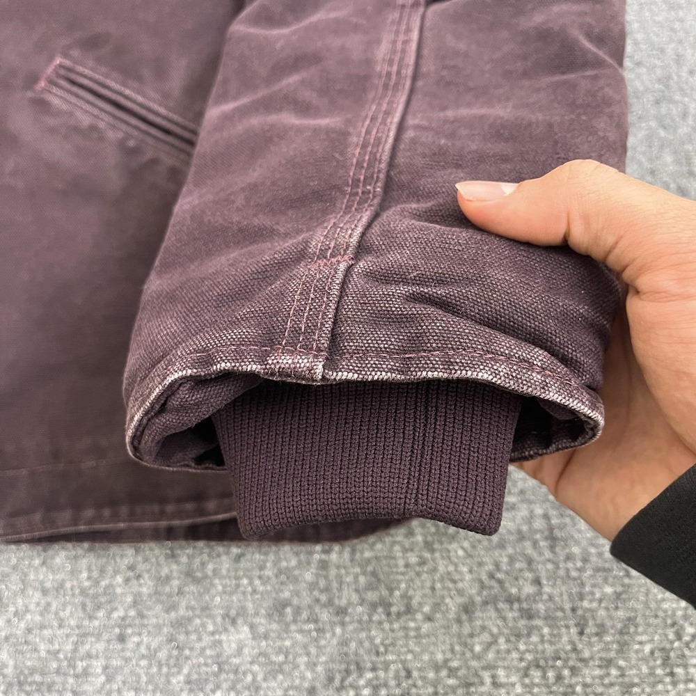 Carhartt WJ141 DWN Deep Wine‎ Duck Canvas Sherpa Hooded Work Jacket Women's M - Picture 5 of 16